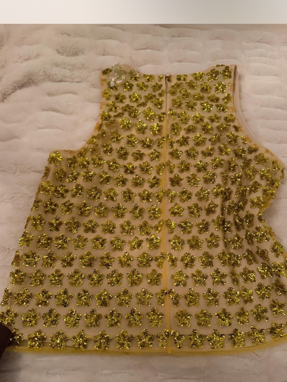 NWT J.Crew Embellished STARS Sequin Peplum Top - Gold on Cream - Picture 5 of 10